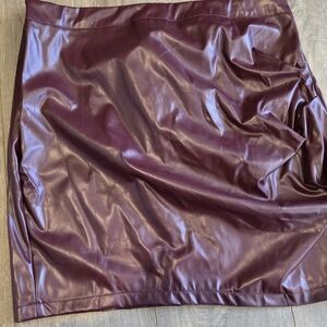 Women's Burgundy PLeather Skirt Shein Curve1 Xl, Plus Size